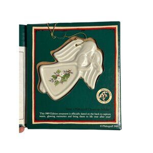 VTG 1989 Pfaltzgraff Angel with Violin Christmas Ornament Season’s Greetings NWB